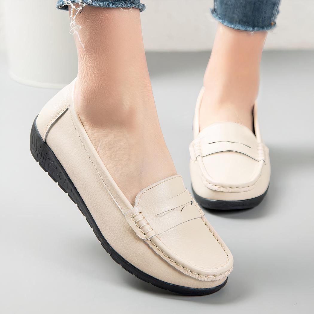 Mocassins faciles à enfiler en cuir pour femmes