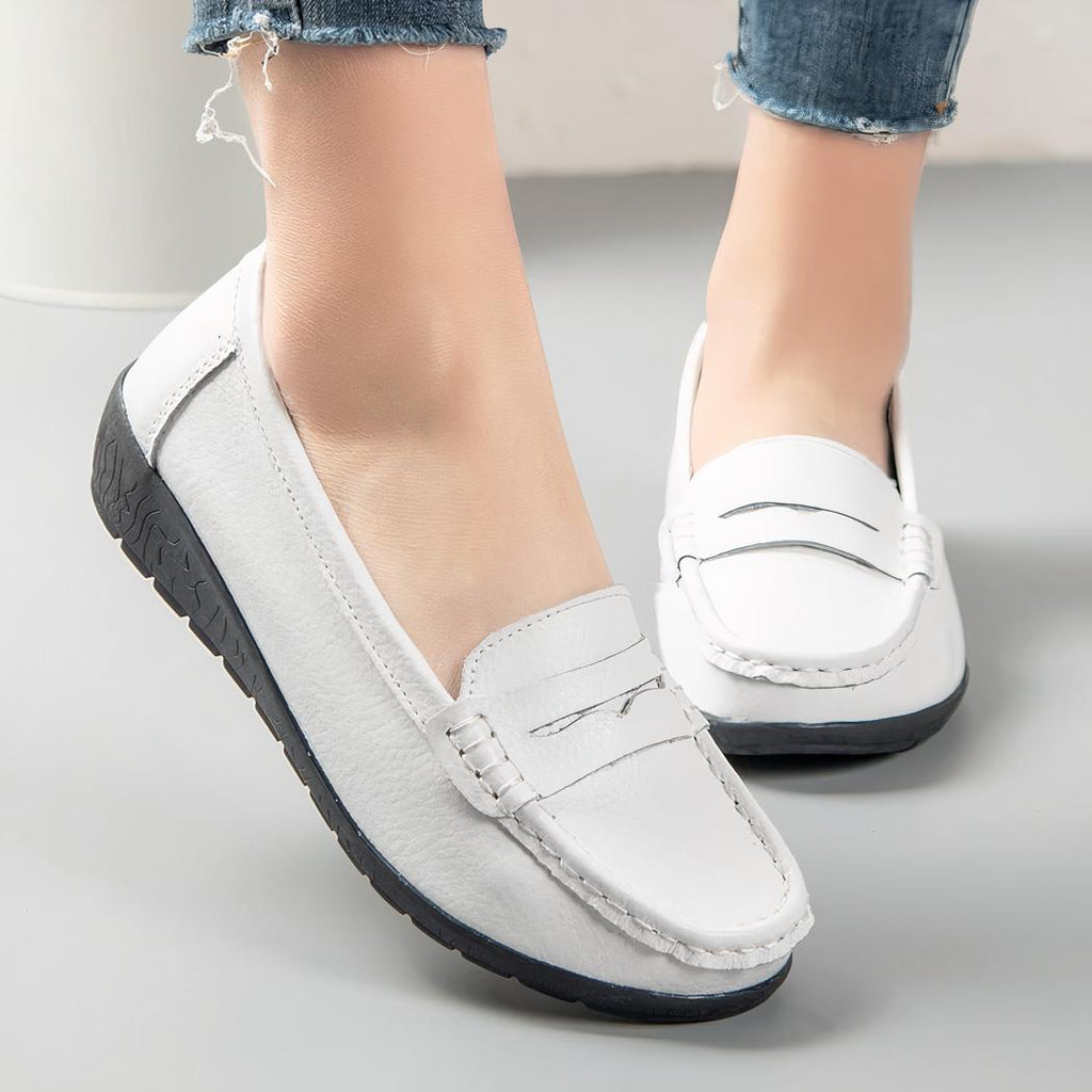 Mocassins faciles à enfiler en cuir pour femmes