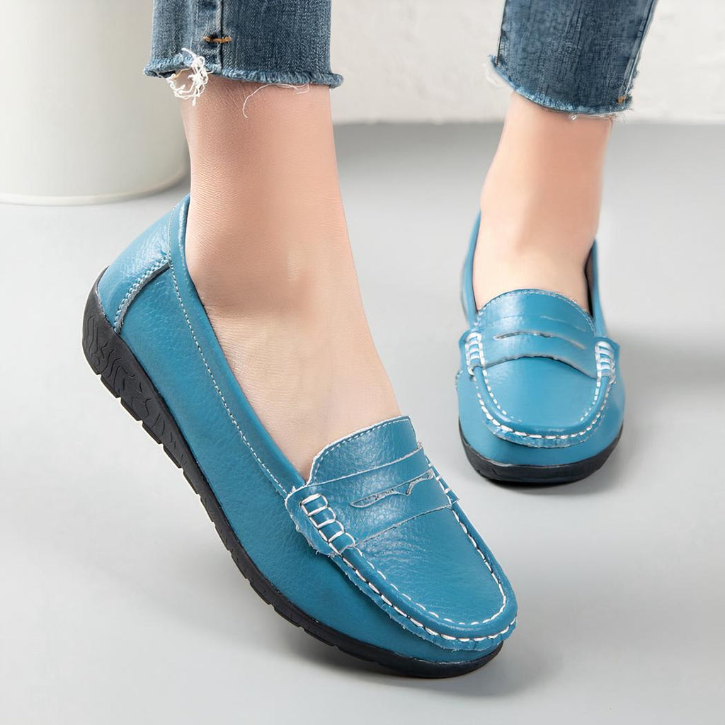 Mocassins faciles à enfiler en cuir pour femmes