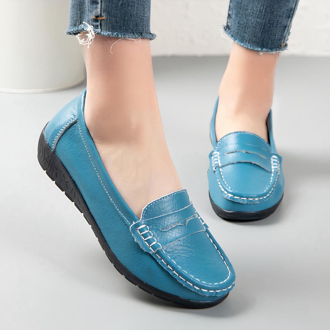 Mocassins faciles à enfiler en cuir pour femmes