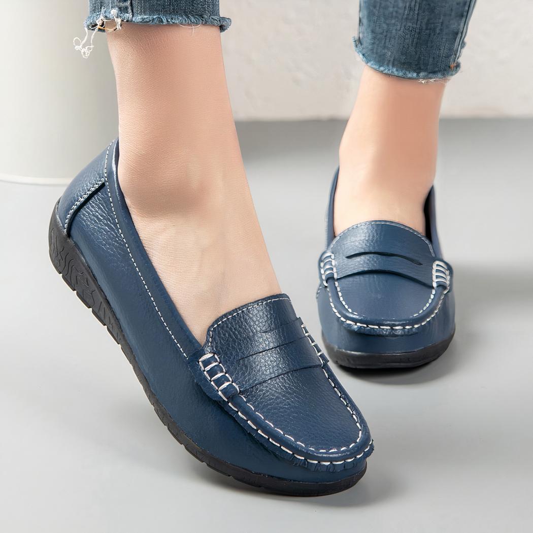 Mocassins faciles à enfiler en cuir pour femmes