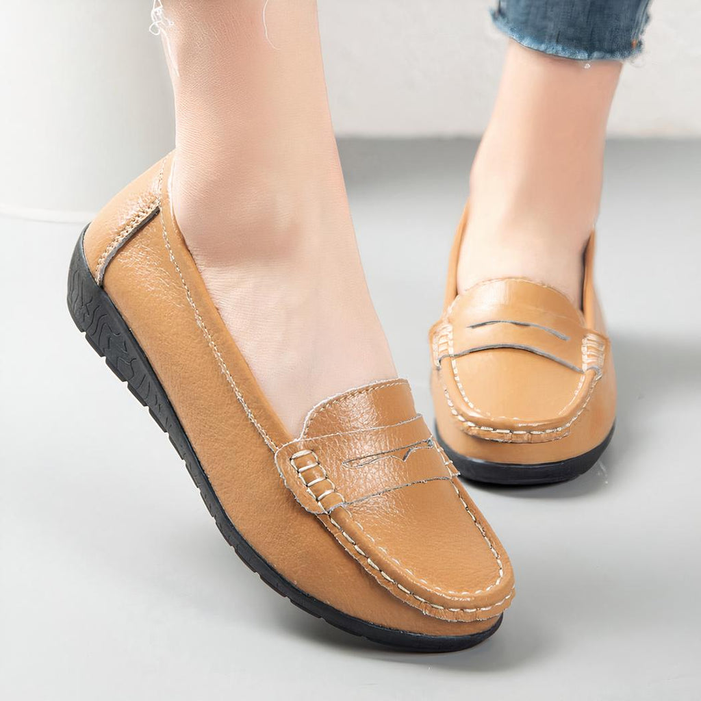 Mocassins faciles à enfiler en cuir pour femmes