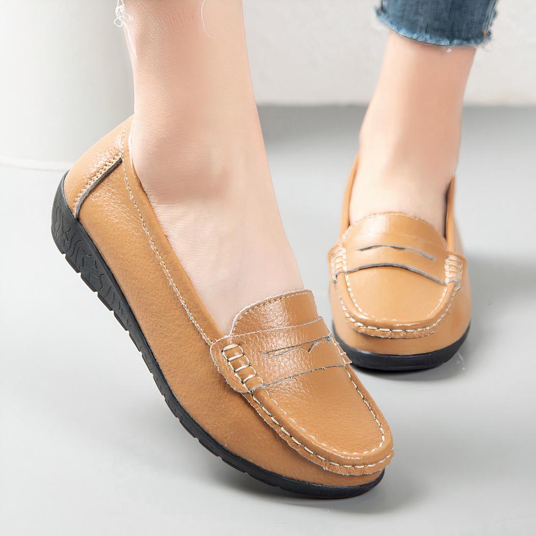 Mocassins faciles à enfiler en cuir pour femmes