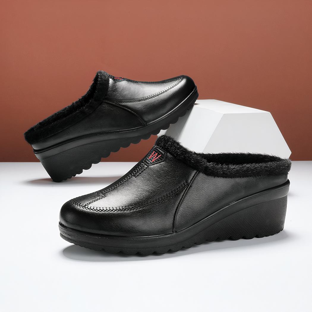 mocassin noir en faux cuir