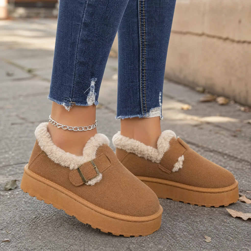 Mocassins fourrés femme à boucle avec semelle épaisse - Utilisation du produit