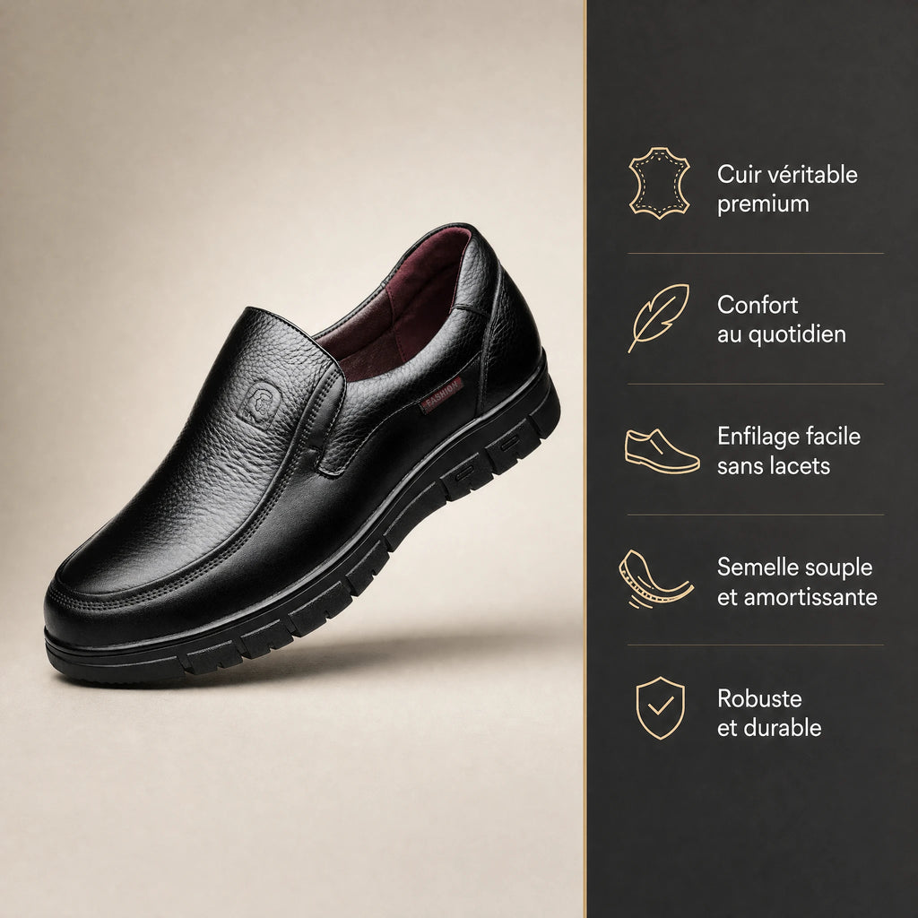 Mocassins Homme Cuir Souple à Semelle Orthopédique - Bénéfices produit