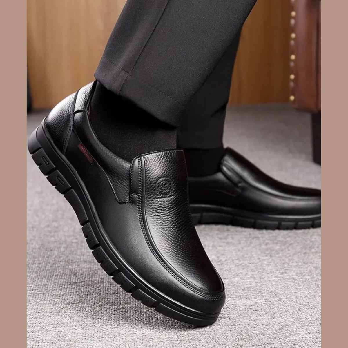 Mocassins Homme Cuir Souple à Semelle Orthopédique