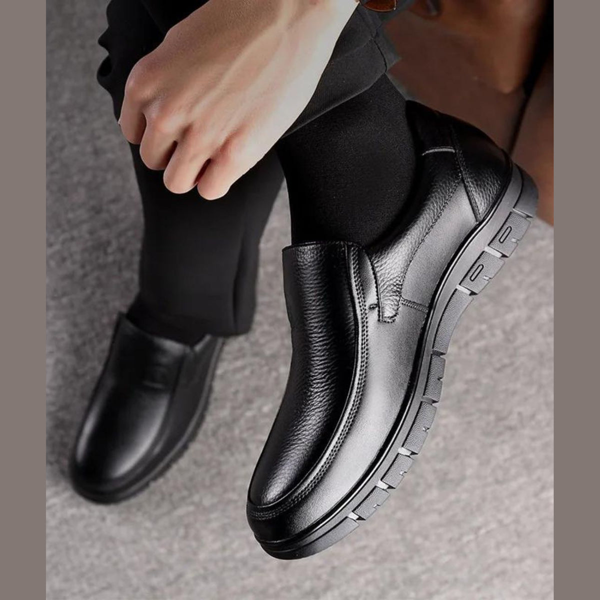 Mocassins Homme Cuir Souple à Semelle Orthopédique