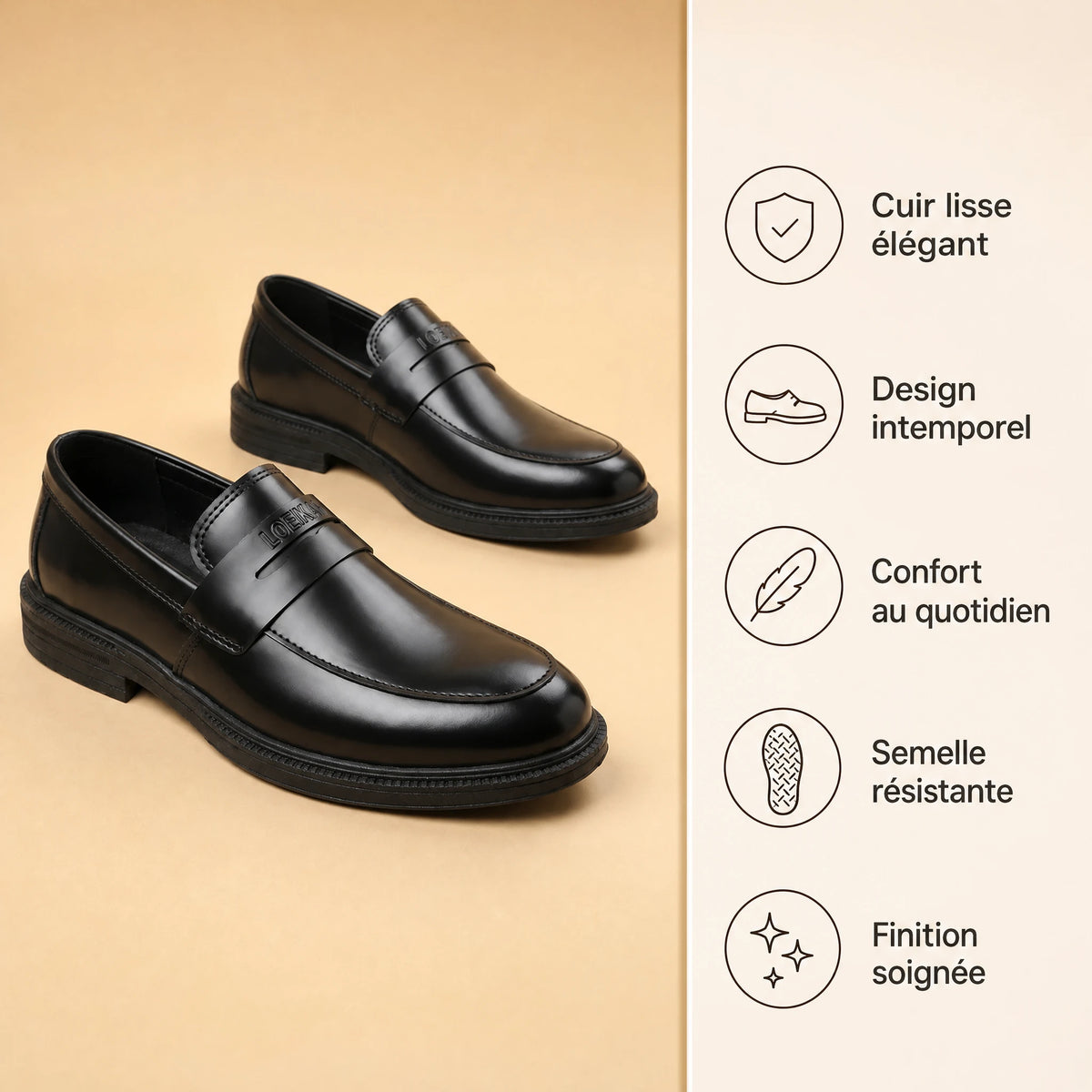 Mocassins Homme Style Business à Semelle Épaisse Noir - Bénéfices produit