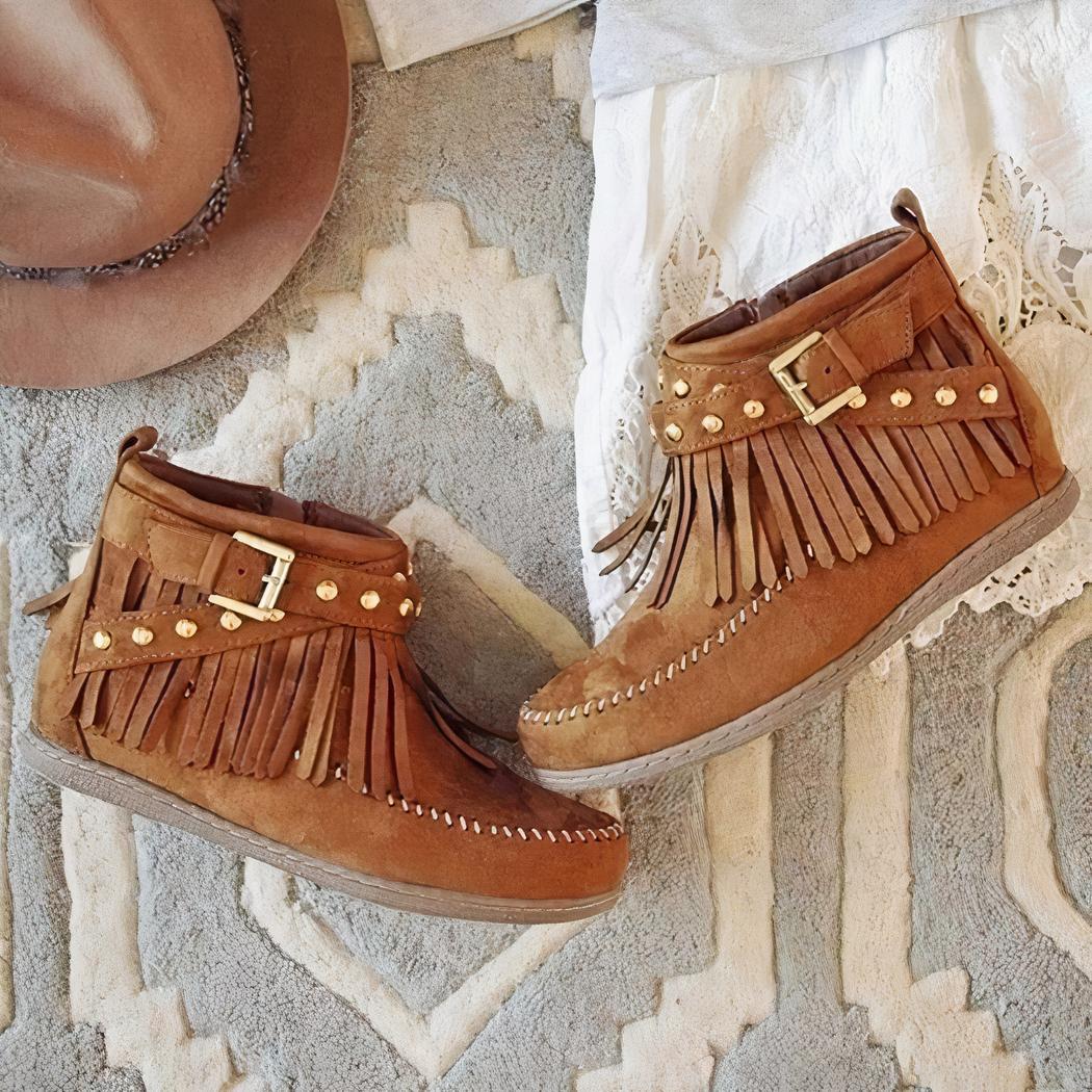 Mocassins indiens à franges et boucles