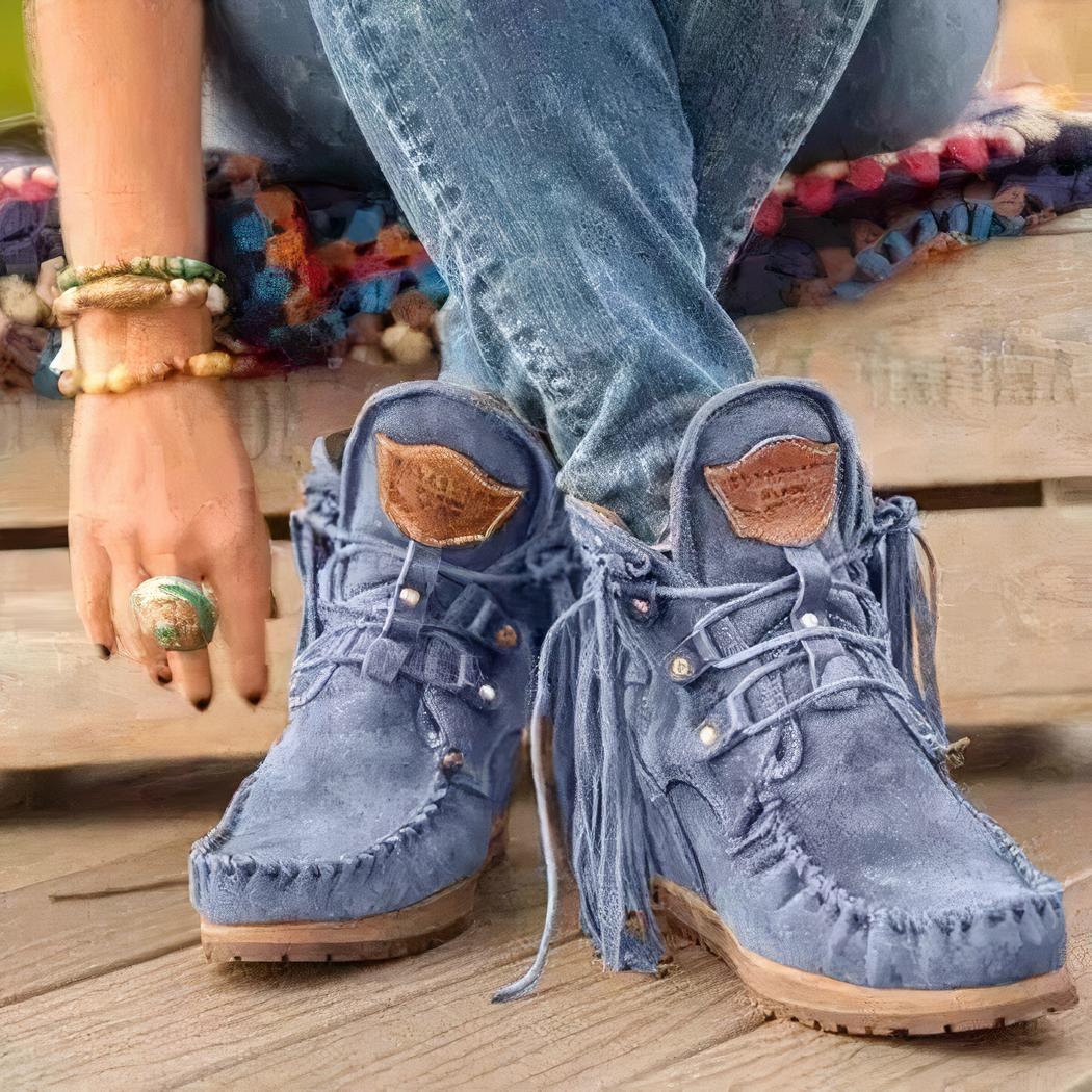 Mocassins indiens à lacets et franges