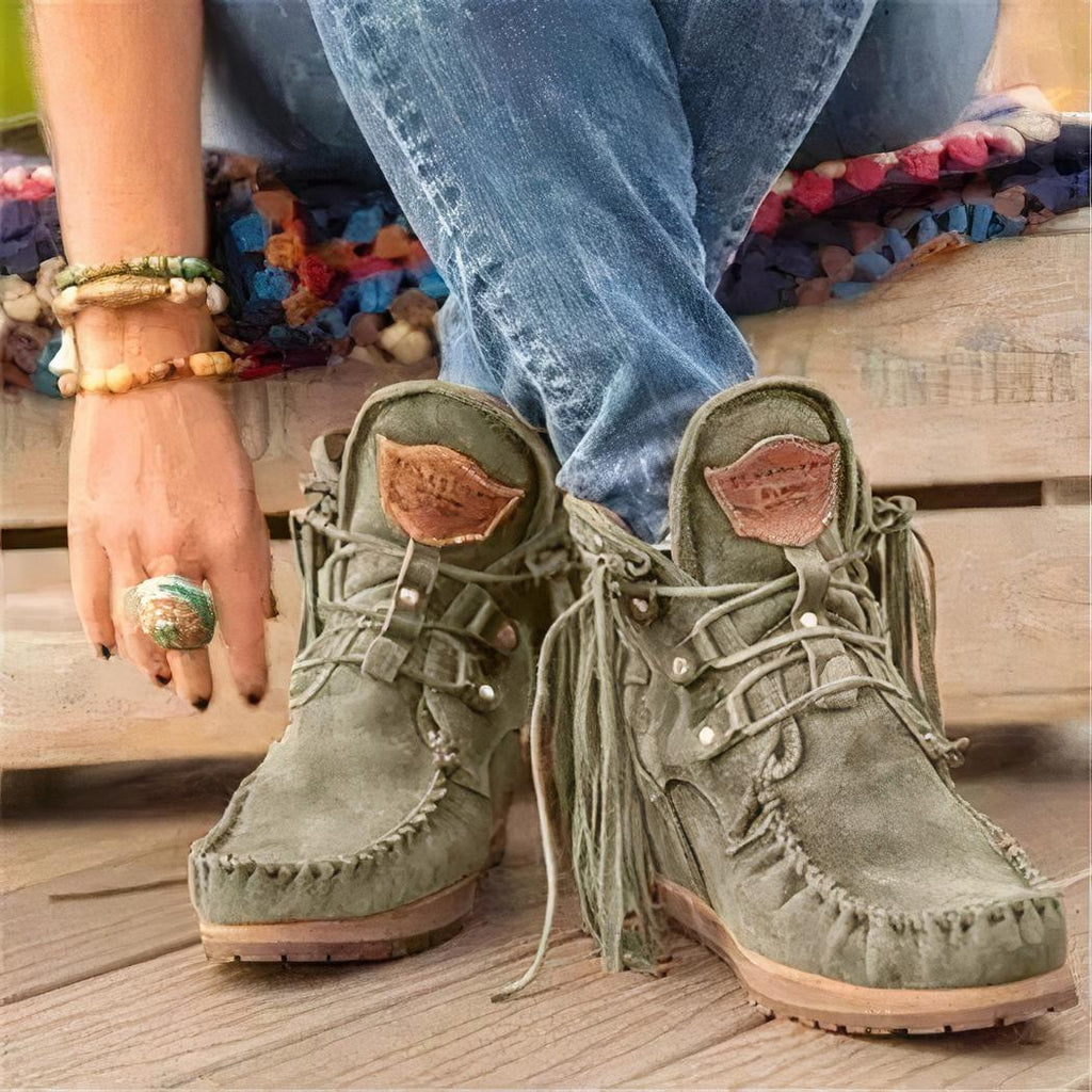 Mocassins indiens à lacets et franges