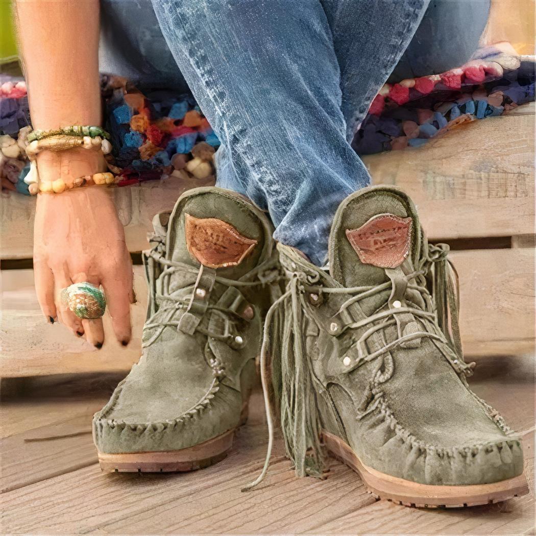 Mocassins indiens à lacets et franges