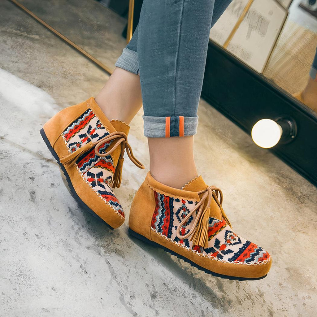 Mocassins indiens à motifs ethniques