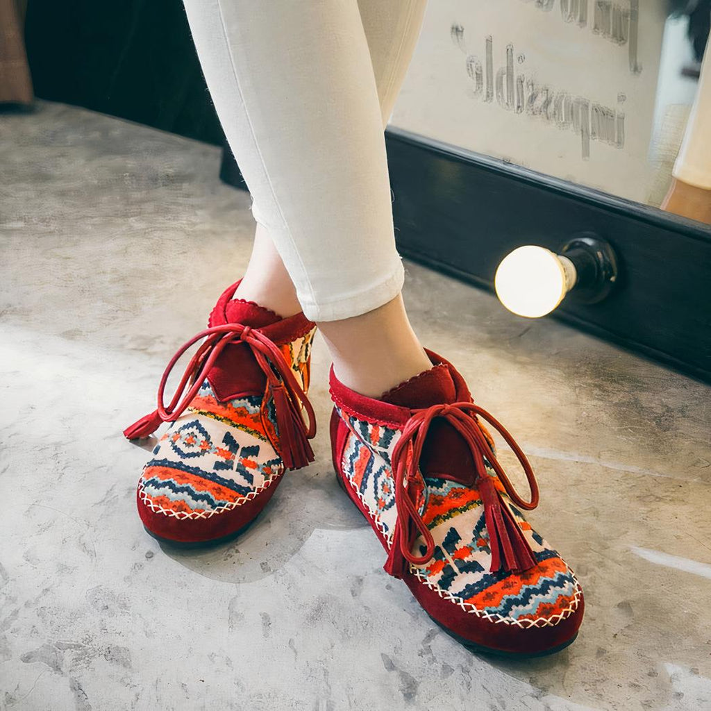 Mocassins indiens à motifs ethniques