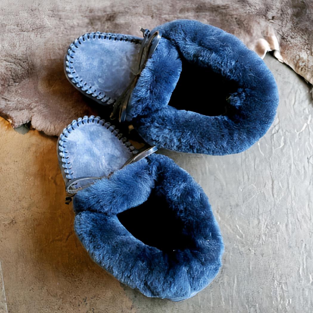 Mocassins indiens d'hiver en daim fourrés