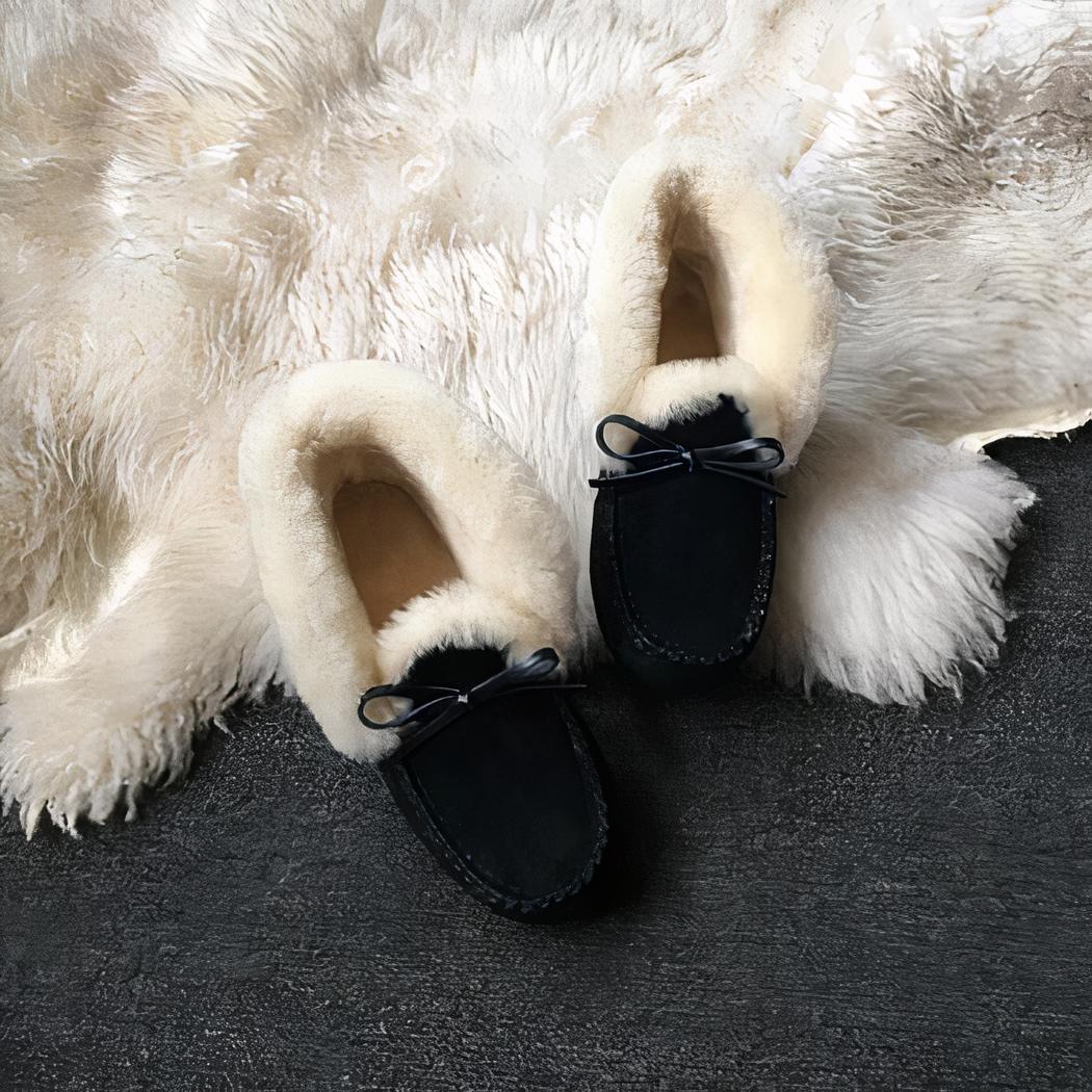 Mocassins indiens d'hiver en daim fourrés