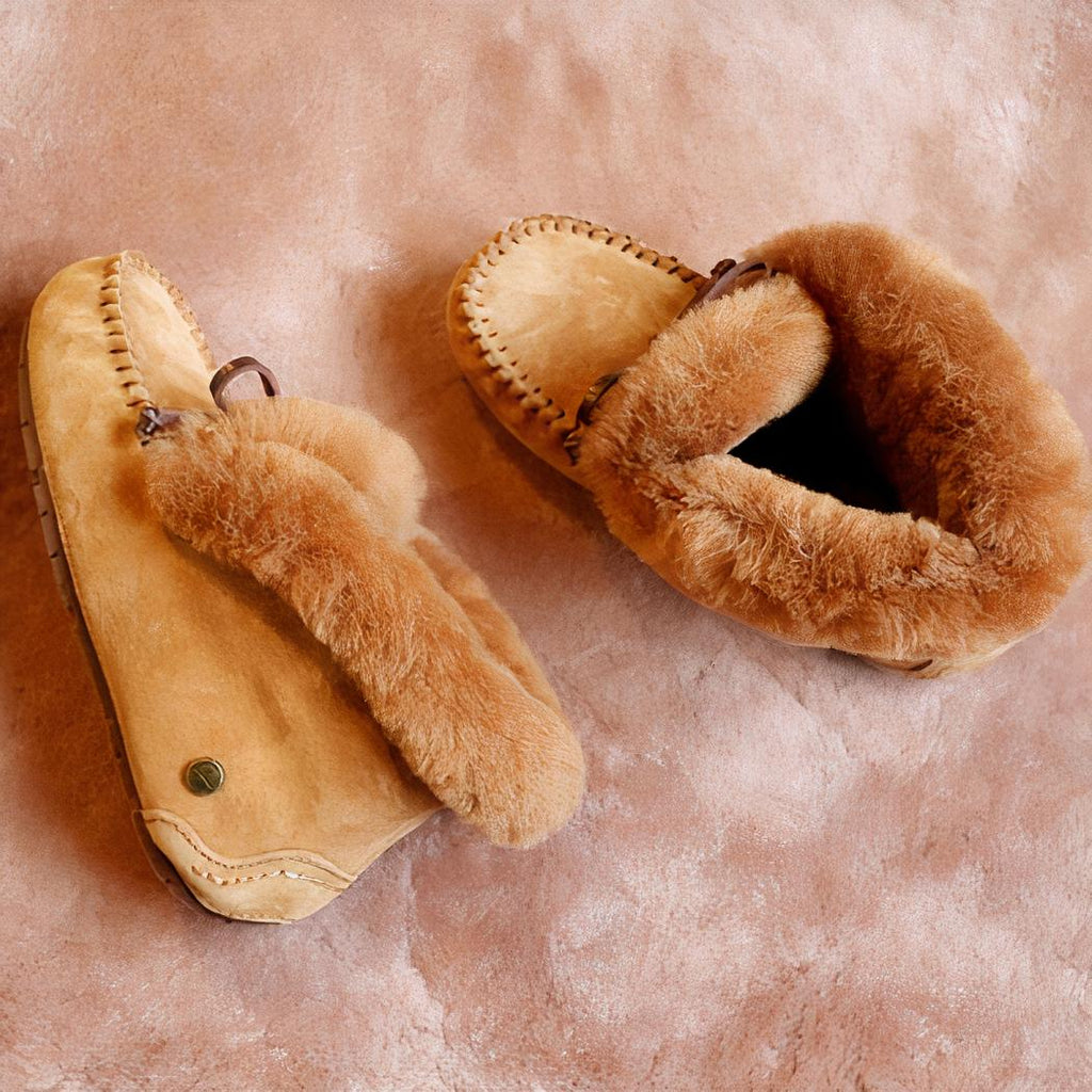 Mocassins indiens d'hiver en daim fourrés