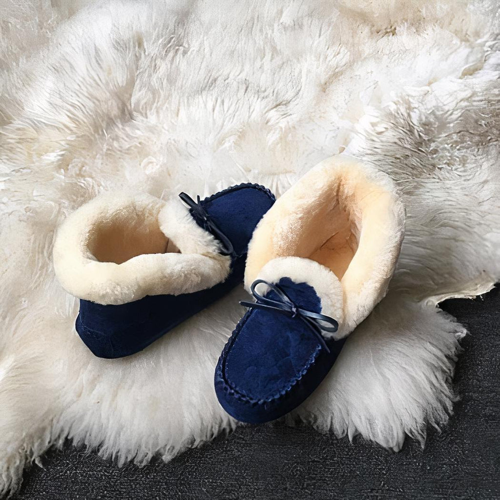 Mocassins indiens d'hiver en daim fourrés