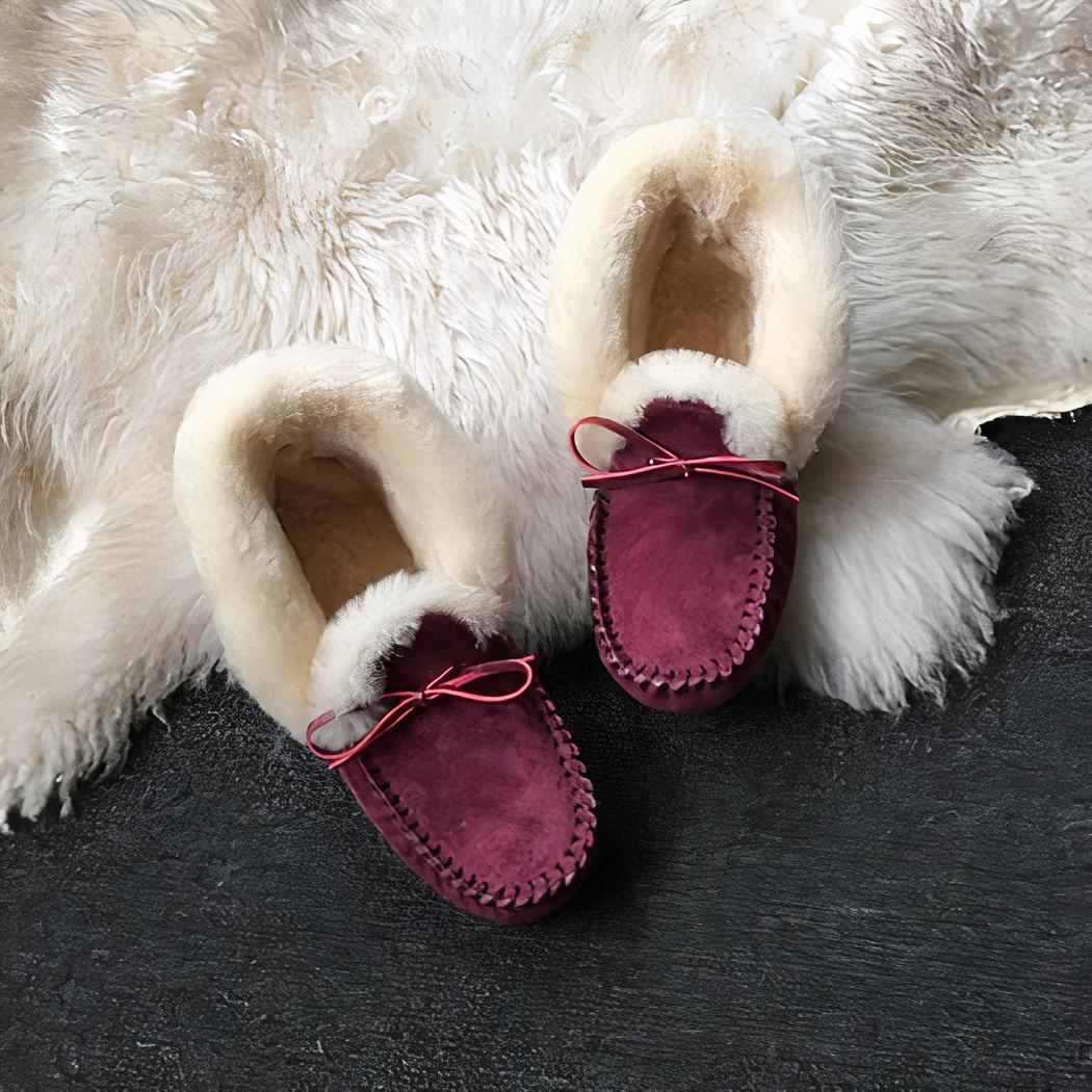 Mocassins indiens d'hiver en daim fourrés