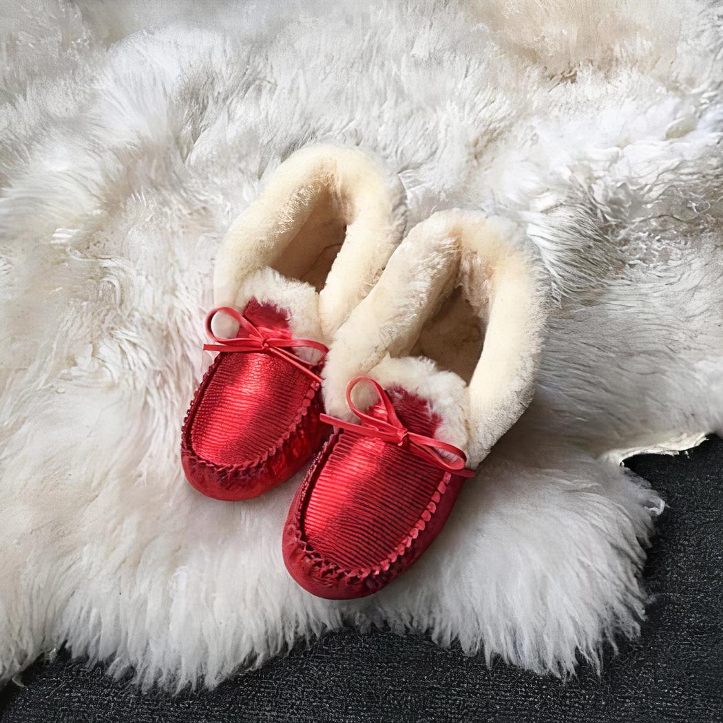 Mocassins indiens d'hiver en daim fourrés