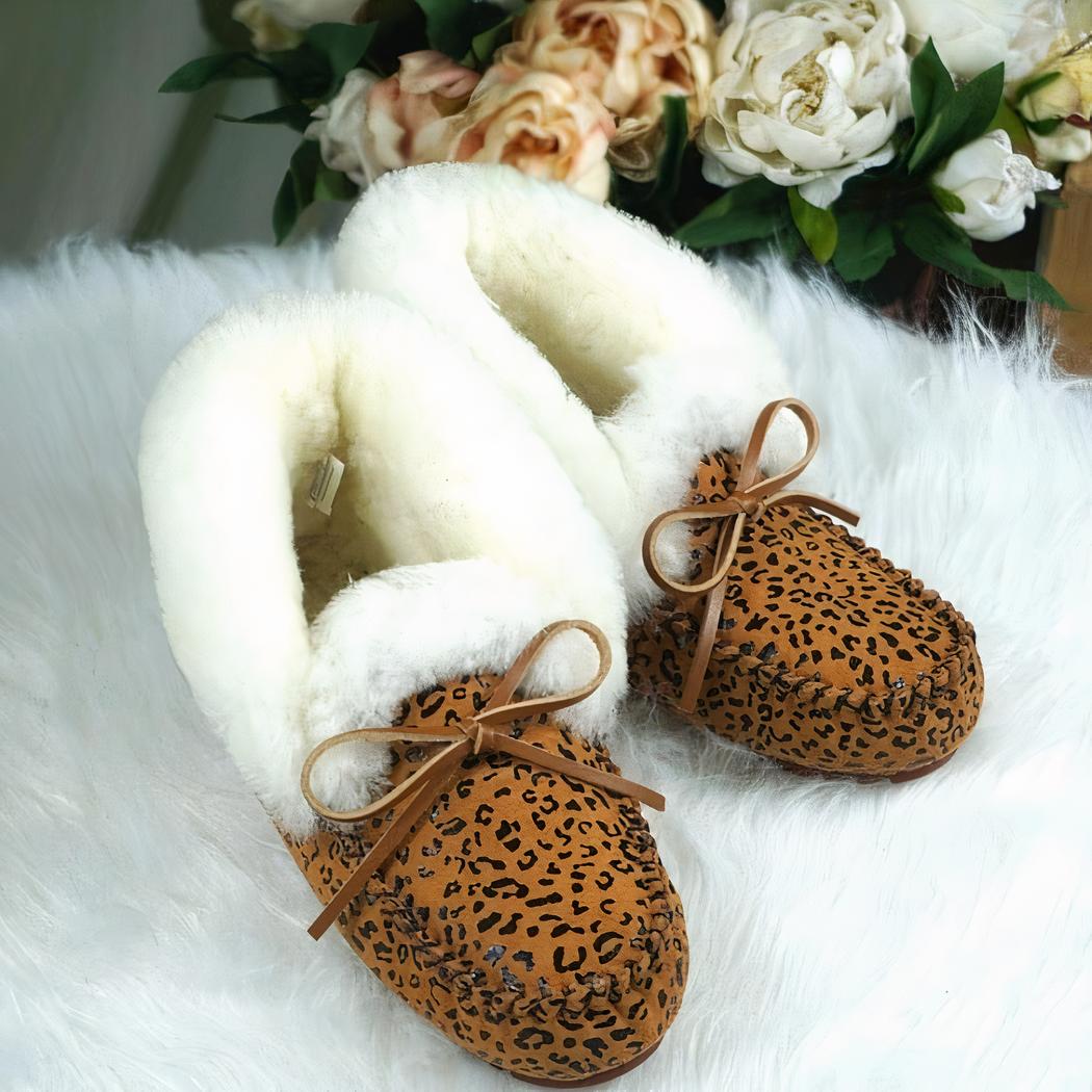 Mocassins indiens d'hiver en daim fourrés
