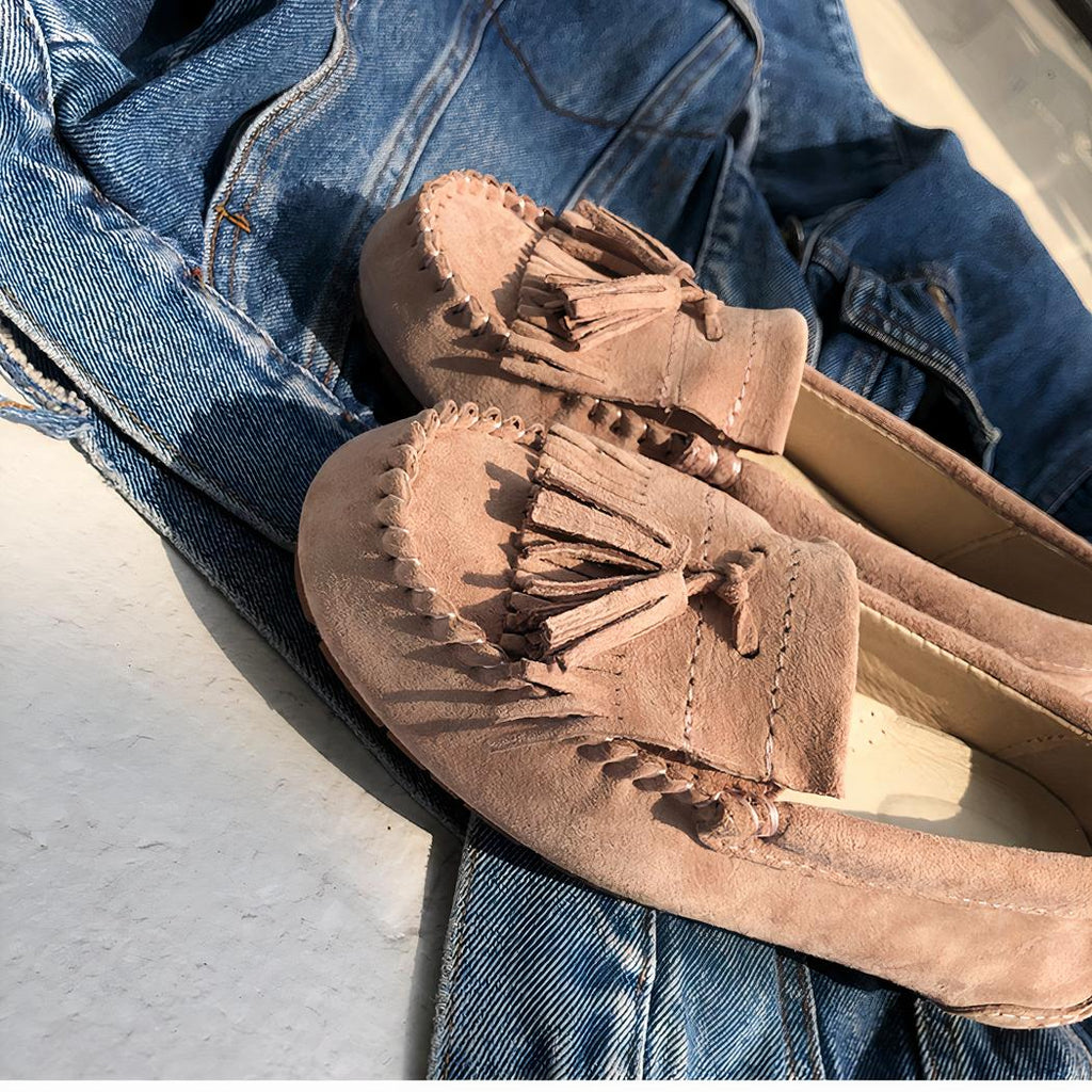 Mocassins indiens en daim à glands