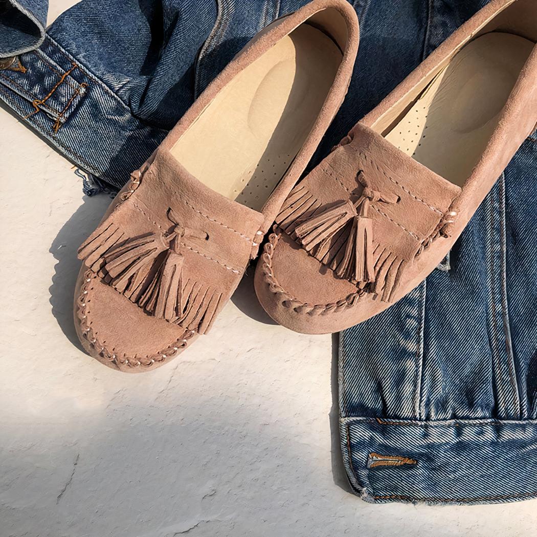 Mocassins indiens en daim à glands