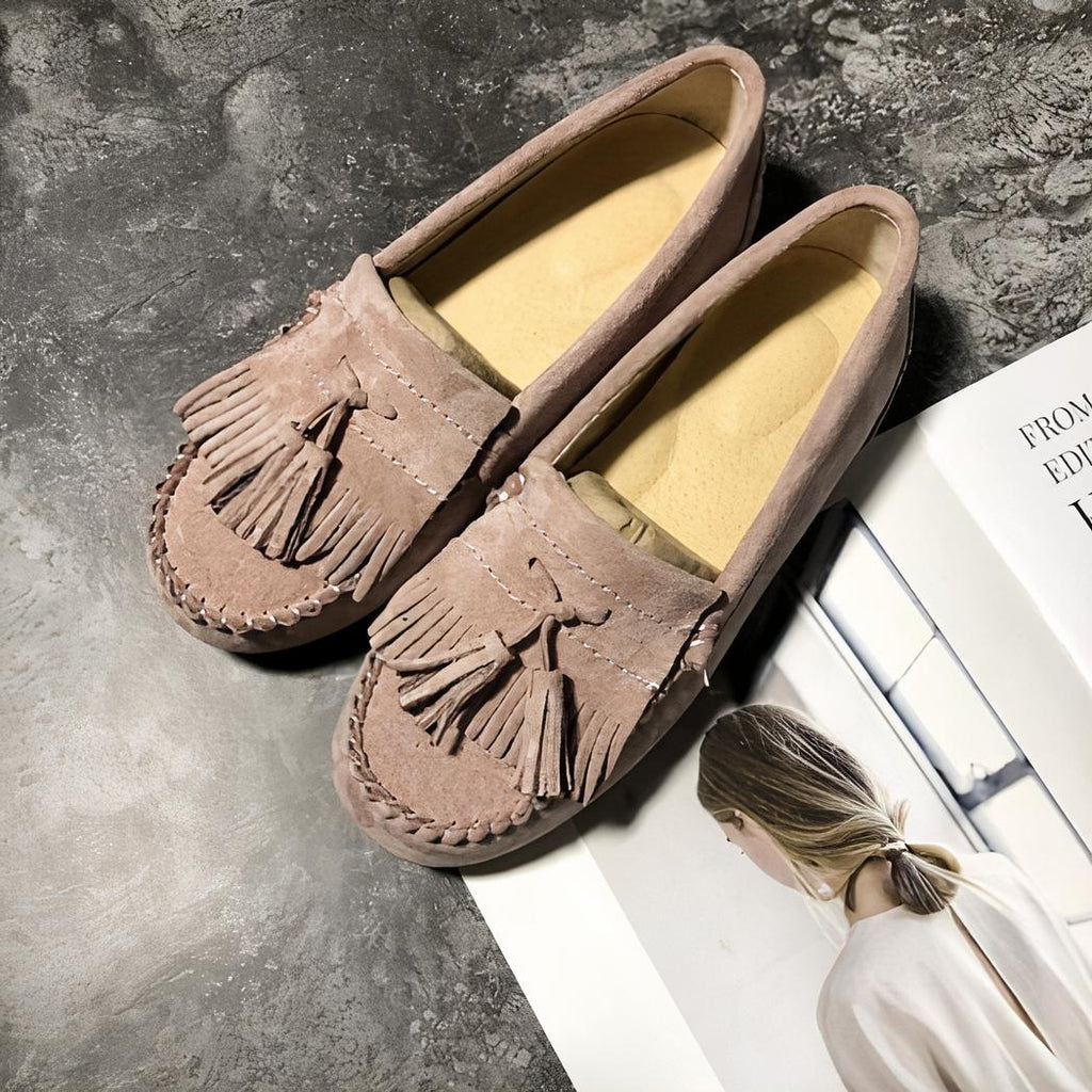 Mocassins indiens en daim à glands