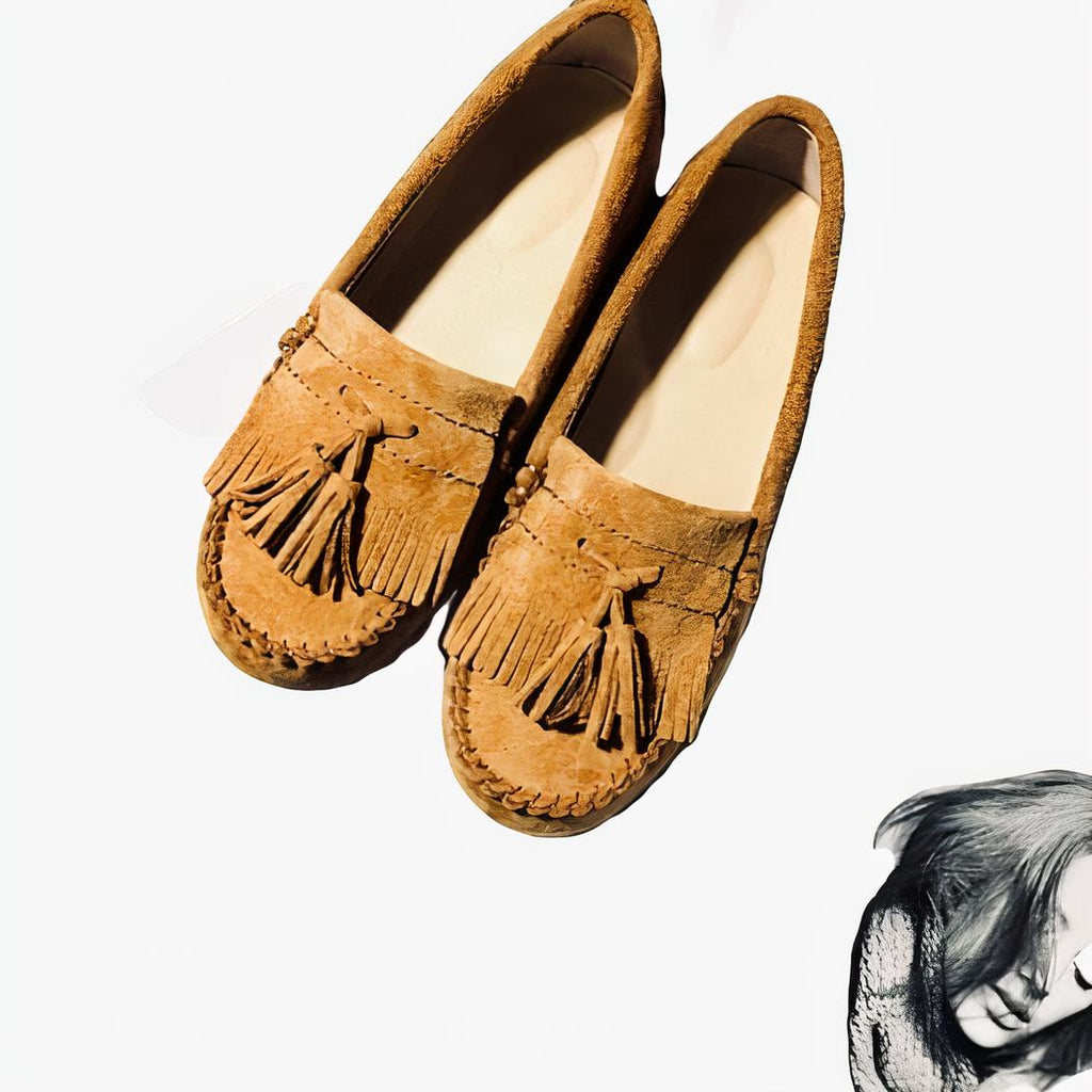 Mocassins indiens en daim à glands