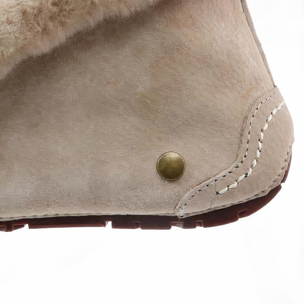 Mocassins indiens en daim fourré et tige en tweed