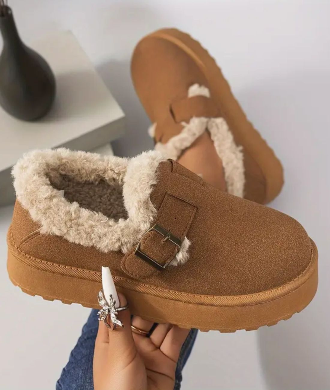 Mocassins Indiens Fourrés À Boucle
