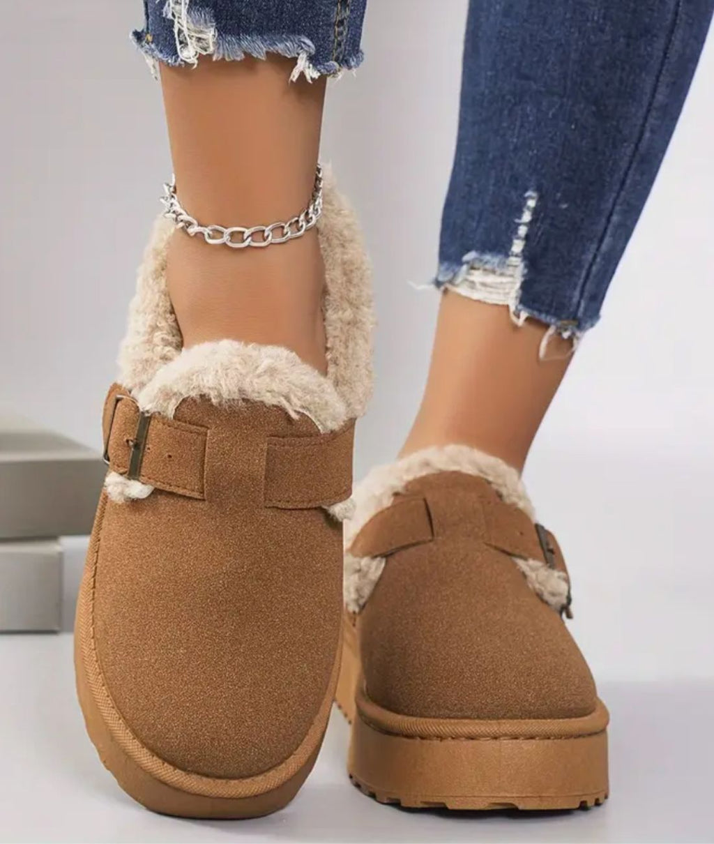 Mocassins Indiens Fourrés À Boucle