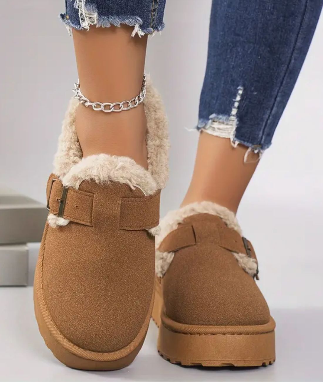 Mocassins Indiens Fourrés À Boucle