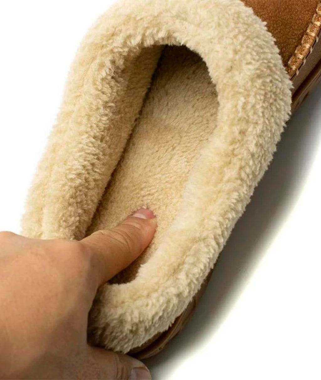 Mocassins Indiens D’hiver En Daim Fourrés