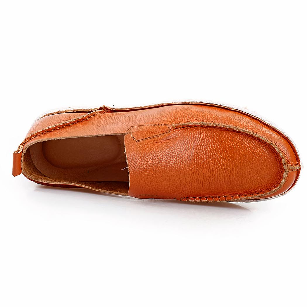 mocassin en cuir orange