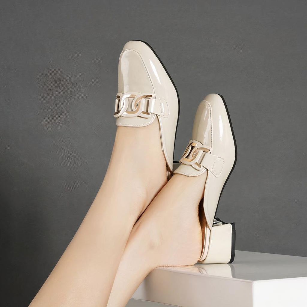Mocassins mule à talons carrés pour femme