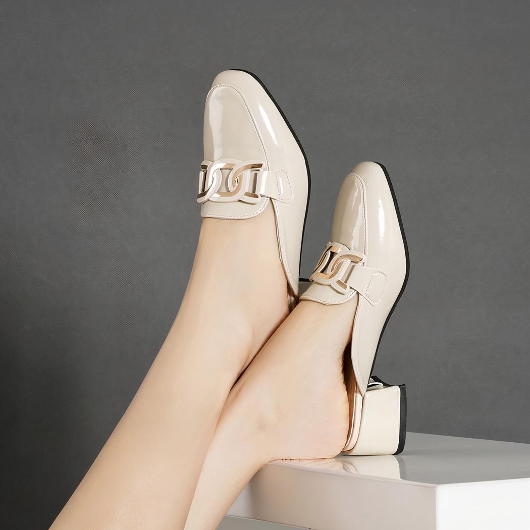 Mocassins mule à talons carrés pour femme