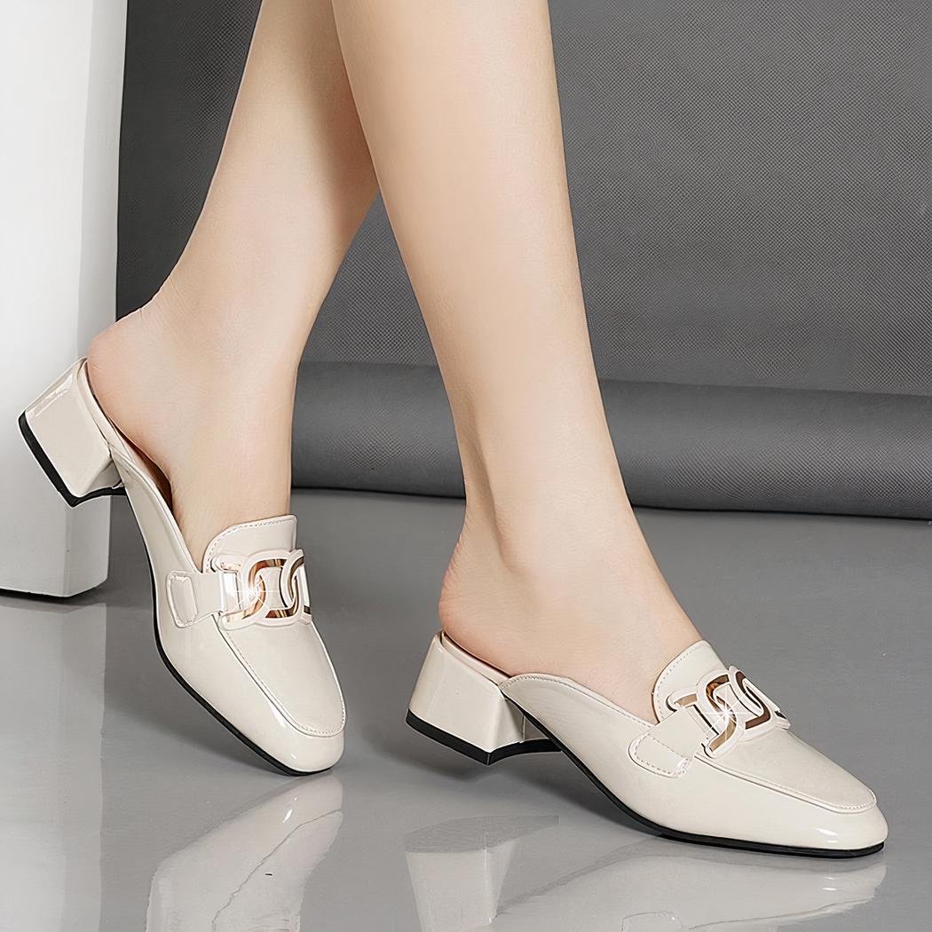 Mocassins mule à talons carrés pour femme