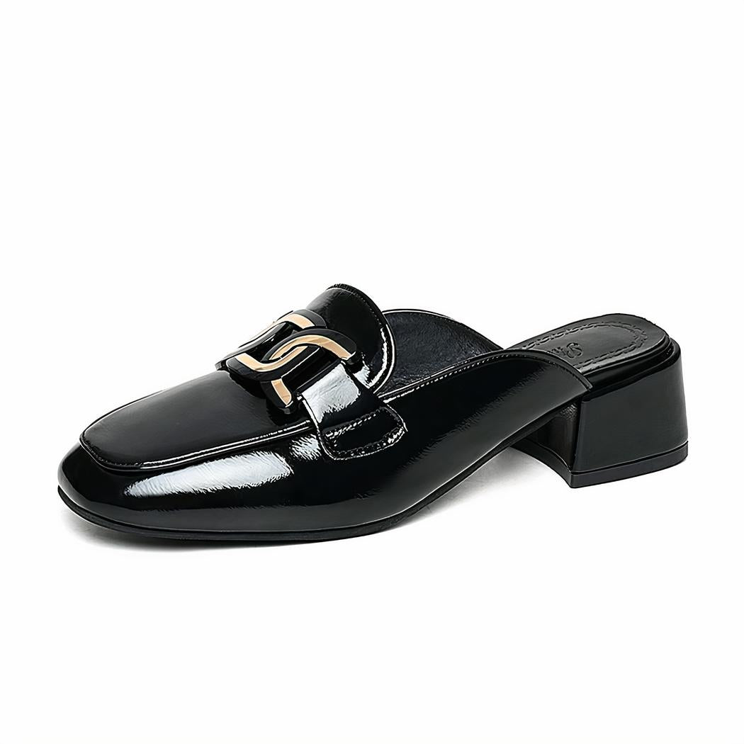 Mocassins mule à talons carrés pour femme