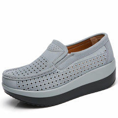 Mocassins orthopédiques à plateforme respirants, Gris