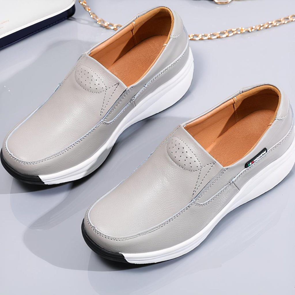 Mocassins orthopédiques à semelle compensée pour femme