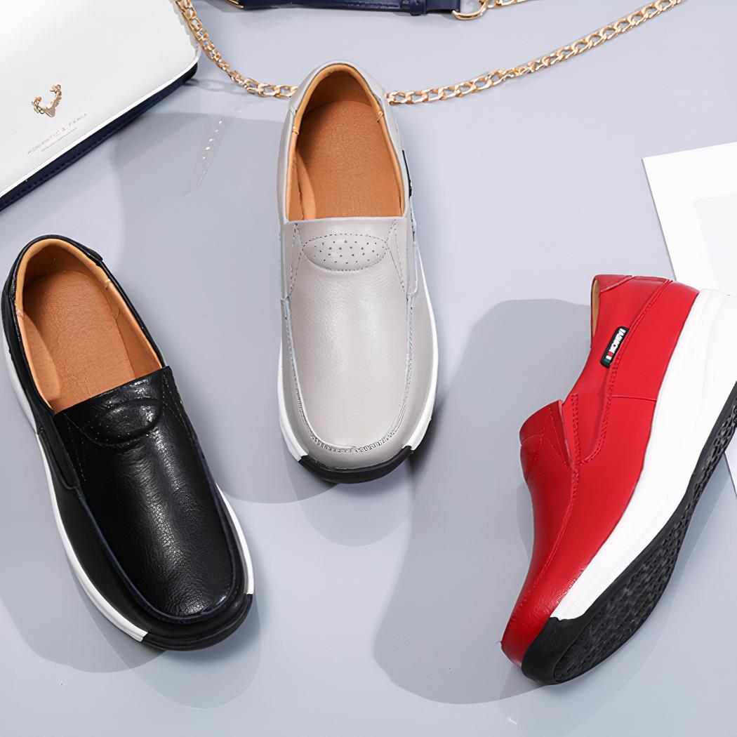 Mocassins orthopédiques à semelle compensée pour femme