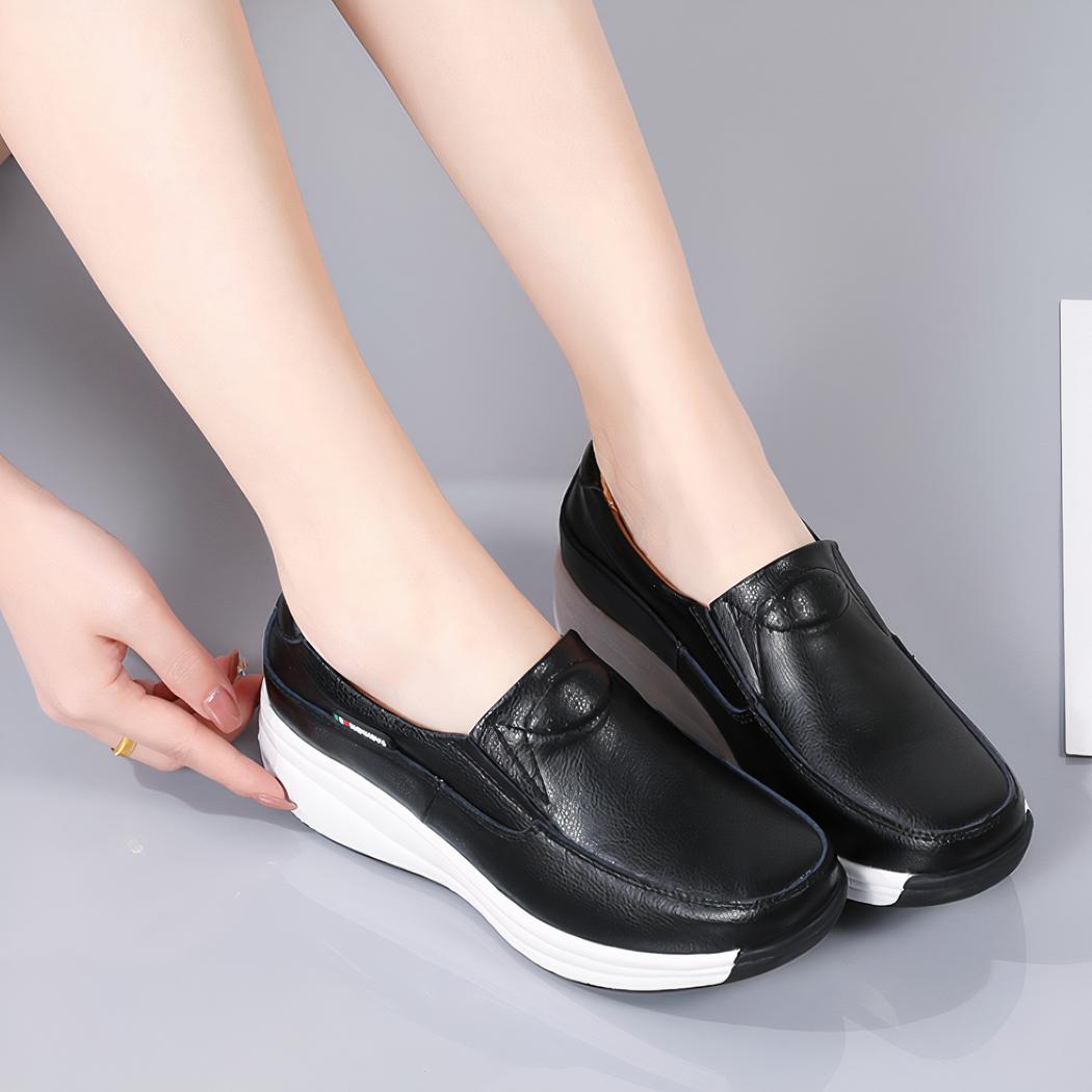 Mocassins orthopédiques à semelle compensée pour femme