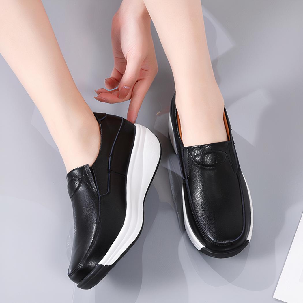 Mocassins orthopédiques à semelle compensée pour femme