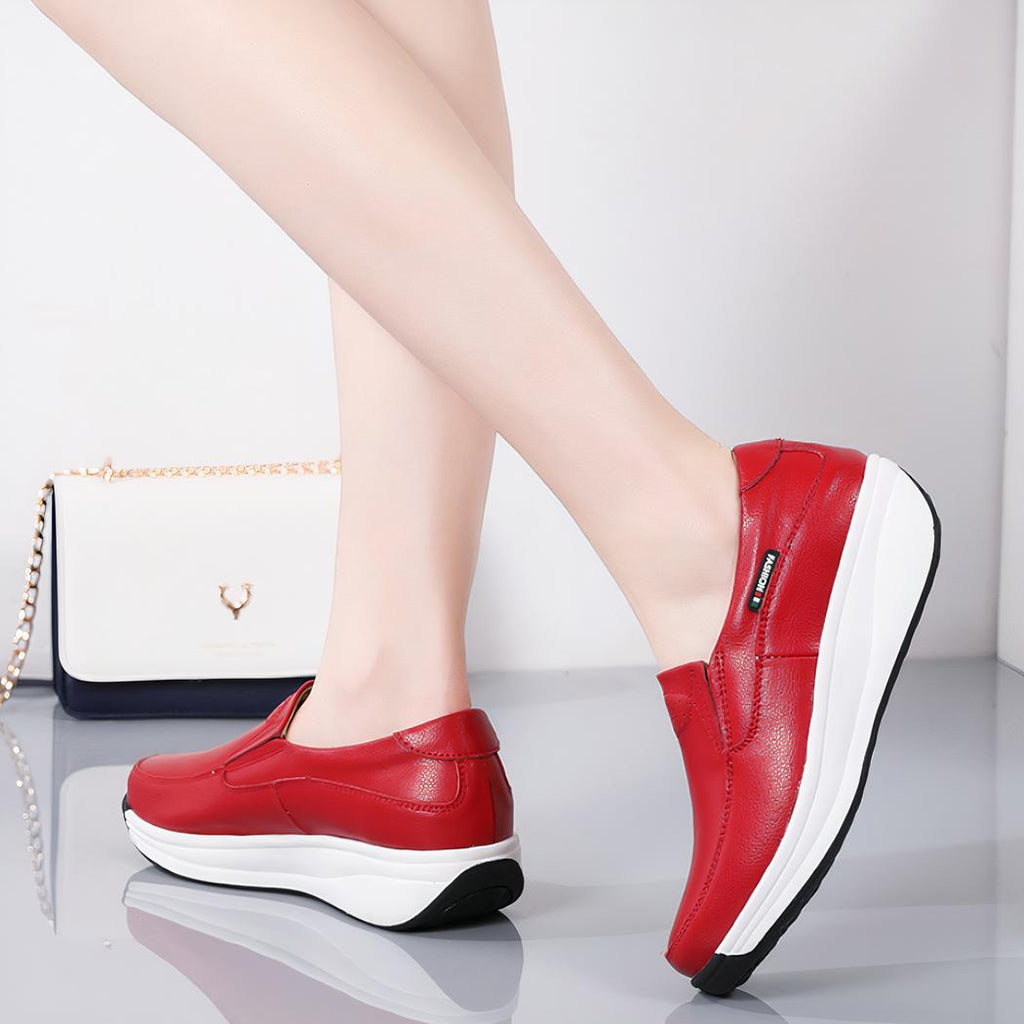 Mocassins orthopédiques à semelle compensée pour femme