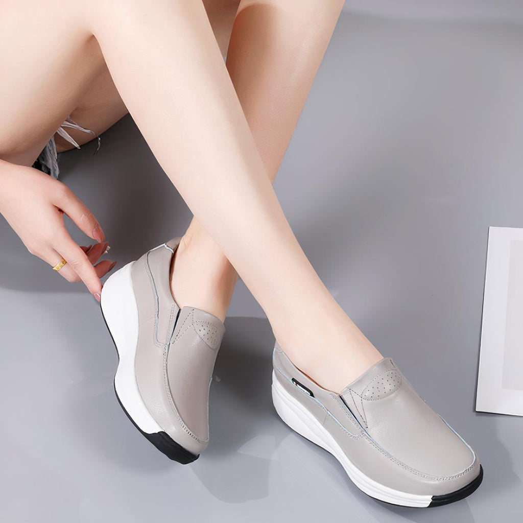 Mocassins orthopédiques à semelle compensée pour femme