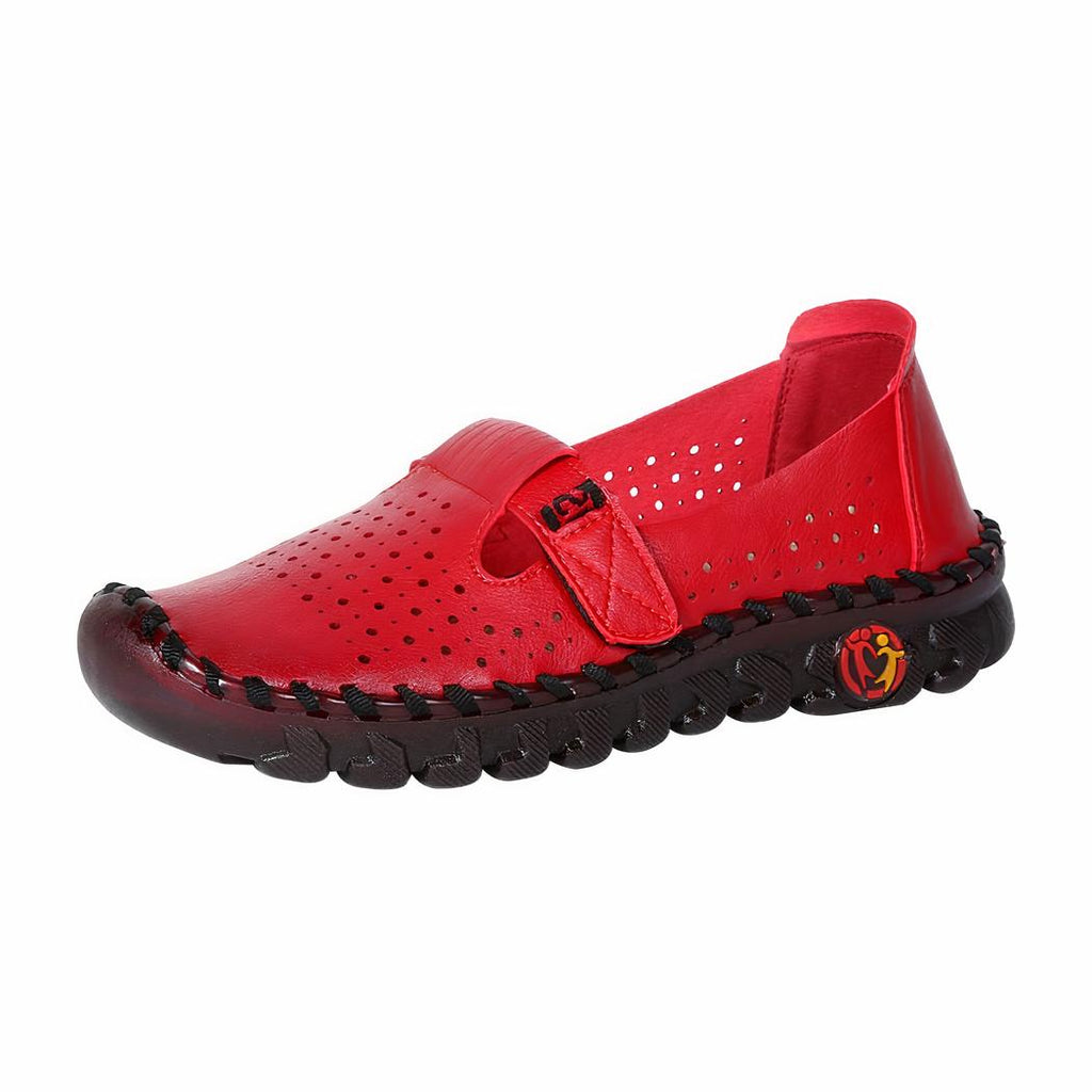 Mocassins orthopédiques ajourés en cuir synthétique pour femme