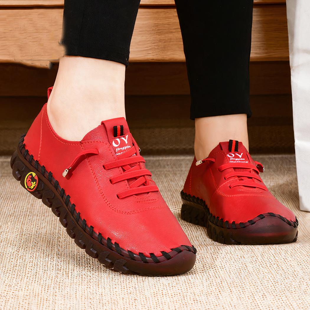 Mocassins orthopédiques effet cuir avec coutures apparentes pour femme