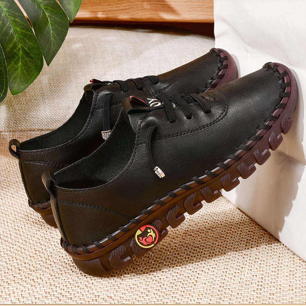 Mocassins orthopédiques effet cuir avec coutures apparentes pour femme